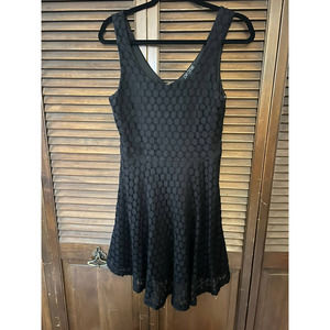 Love Culture Black Crochet Skater Dress (Size Lg)